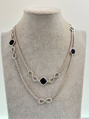 David Yurman Infinity Station Necklace with Black Onyx 46"